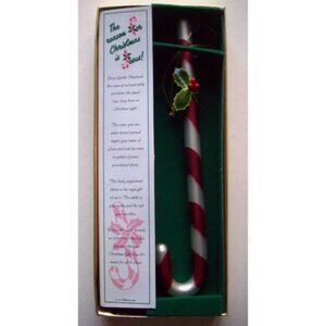 8" Candy Cane Glass Christmas Ornament & Story from Roman